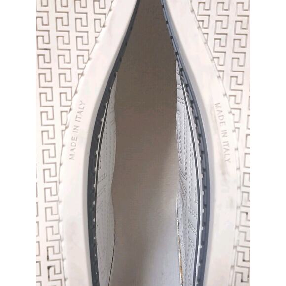 Versace Leather Sneakers Low Top Trainers Men Euro 42 9 White Greek Pattern Logo